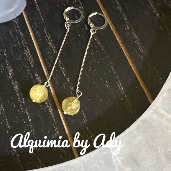 Alquimia Yellow citrine long Dangle Earrings - Picture 1 of 1